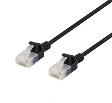 Cat6a U/UTP Nätverkskabel slim RJ45 svart 500MHz 2M