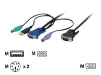 DIGITUS - Tangentbords-/video-/muskabel - USB, PS/2, HD-15 (VGA) (hane) till HD-15 (VGA) (hane) - 5 m - svart