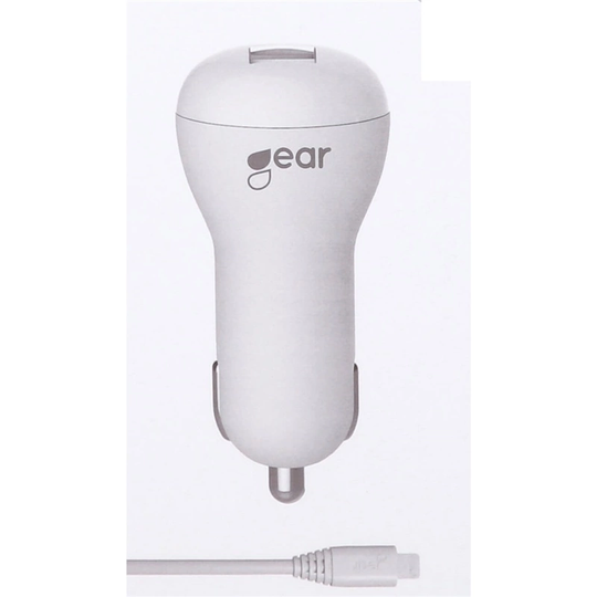 GEAR Laddare 12-24V 1xUSB 1A Vit Lightning Kabel Rund 1m MFI