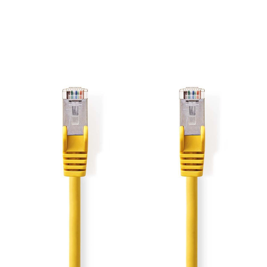 Cat 5e kabel | SF/UTP | RJ45 hane | RJ45 hane | 15.0 m | Rund | PVC | Gul | Plastpåse
