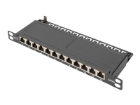 DIGITUS DN-91612S-SL-EA - Kopplingspanel - väggmonterad, monterbar på stativ - RJ-45 X 12 - svart, RAL 9005 - 0,5U - 10