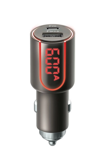 Billaddare med QC 3.0 och LED-Display - 1xUSB | 1xUSB-C, 30W