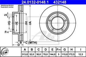 Bromsskiva, Framaxel, lexus lx, toyota land cruiser, land cruiser 100, 43512-60130, 43512-60170