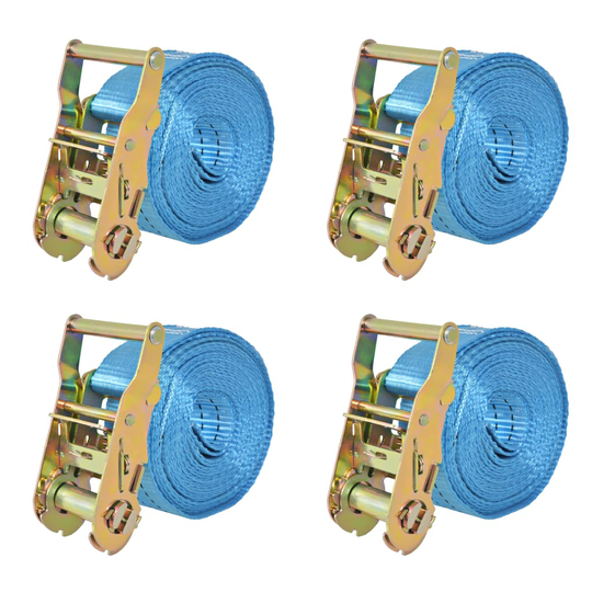 vidaXL Lastspännare med spärr 4 st 2 ton 6mx38mm blå