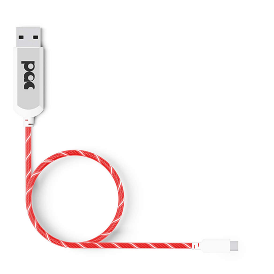 PAC Laddkabel Lightning 1m Röd LED Beslyst Kabel