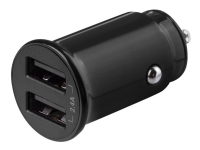 DELTACO USB-CAR124 - Strömadapter för bil - 12 Watt - 2.4 A - 2 utdatakontakter (USB) - svart