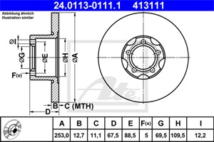 Bromsskiva, Framaxel, mercedes-benz coupe [w111, w112], heckflosse [w110, w111, w112], pagode [w113], 110 420 00 72, 110 421 01 12, A 11