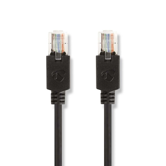 Cat 5e kabel | U/UTP | RJ45 hane | RJ45 hane | 5.00 m | Rund | LSZH | Antracit | Kartong med fönster