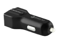 Qoltec - Strömadapter för bil - 30 Watt - 3 A - QC 3.0 - 2 utdatakontakter (USB) - svart