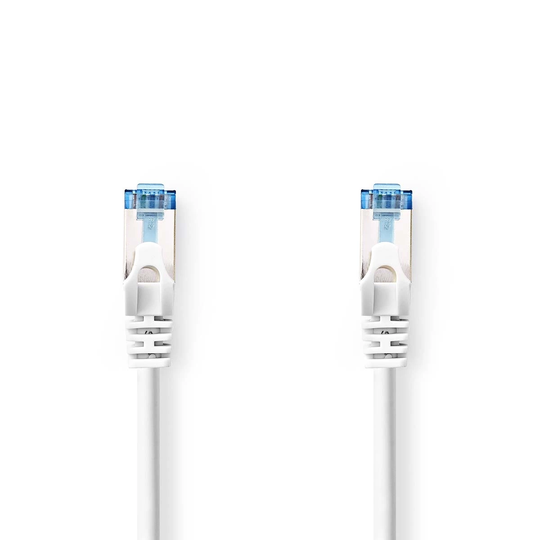 Cat 6a kabel | S/FTP | RJ45 hane | RJ45 hane | 1.00 m | Snagless | Rund | LSZH | Vit | Plastpåse