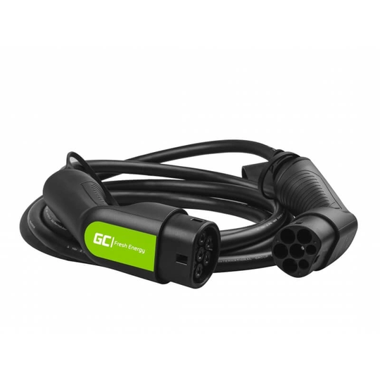 Greencell Laddkabel Elbil Ev10 Typ2 7M 7.2Kw 32A 1-Fas Svart Ip55