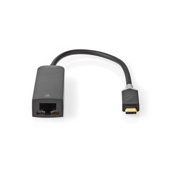 USB-nätverkskort | USB 3.2 Gen 1 | 1000 Mbps | USB-C Hane | RJ45 Hona | 0.20 m | Rund | Guldplaterad | Förtent Koppar | Antracit