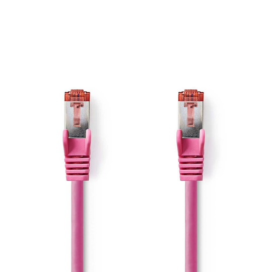 Cat 6 kabel | RJ45 hane | RJ45 hane | S/FTP | 20.0 m | Rund | LSZH | Rosa | Plastpåse