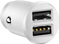 Baseus Grain - Strömadapter för bil - 3.1 A - 2 utdatakontakter (2 x USB) - vit