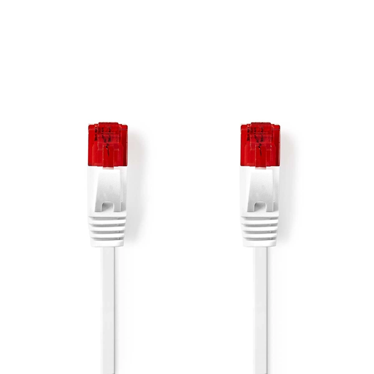 Cat 6 kabel | RJ45 hane | RJ45 hane | U/UTP | 10.0 m | Snagless | Platt | PVC | Vit | Kuvert