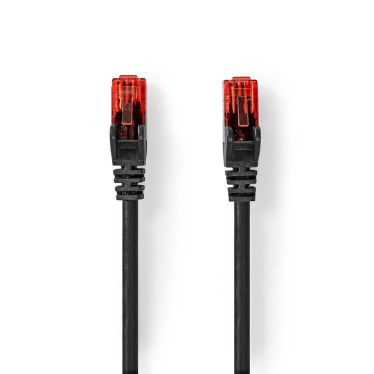 Cat 6 kabel | RJ45 hane | RJ45 hane | U/UTP | 20 m | Utomhus | Rund | PVC | Svart | Låda