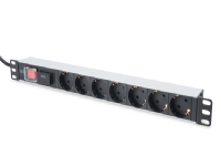 DIGITUS DN-95407 - Effektband (kan monteras i rack) - AC 250 V - ingång: ström - utgångskontakter: 7 - 1U - 19 - 2 m cord - grå