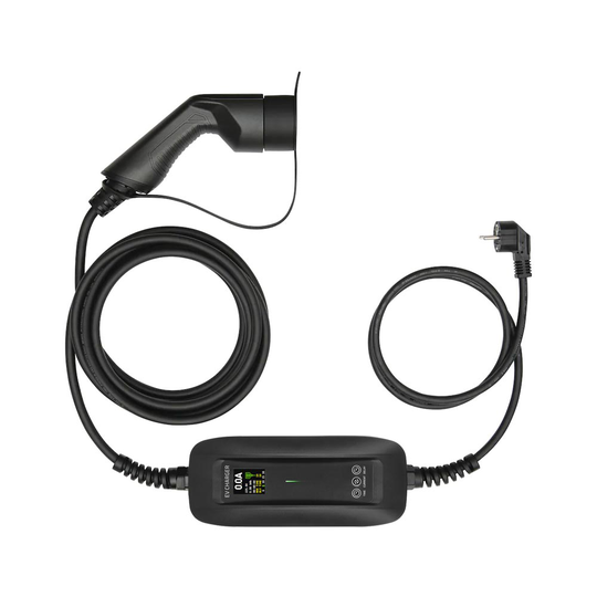 Portabel Ställbar Laddkabel, Typ 2, 6A-16A, 5M Display