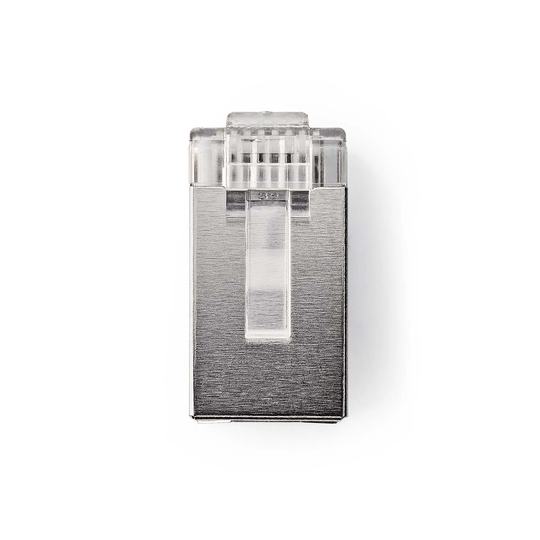 RJ45-kontakt | Hane | Strandad STP CAT6 | Rak | Guldplaterad | 10 st. | PVC | Transparent | Plastpåse