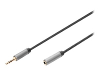 DIGITUS - Ljudkabel - 3.5mm audio jack hona till stereo mini jack hane - 3 m - dubbelt skärmad - svart