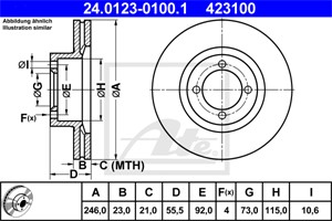 Bromsskiva, Framaxel, opel rekord e, rekord e kombi, vauxhall carlton mk sedan ii, 5 69 036, 90009433