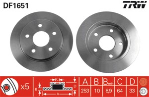 Bromsskiva, Bakaxel, ford scorpio i, scorpio sedan i, scorpio turnier i, 1630012, 1652547, 5022669, 5022949, 5027464, 6158215, 6442332,