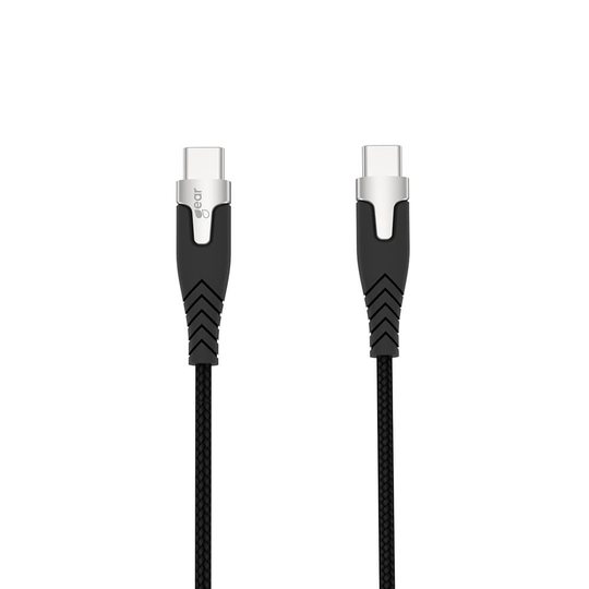 GEAR Laddkabel PRO USB-C till USB-C 2.0 1.5m Svart Kevlarkabel med Metalkopplingar