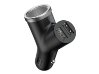 Baseus - Strömadapter för bil - 3.4 A - 3 utdatakontakter (cigarettändare, 2 x USB) - svart
