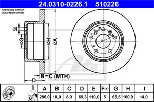 Bromsskiva, Bakaxel, opel,saab, 4565693, 4839015, 4839338, 5 69 210, 5391578, 90512910