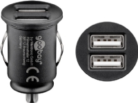 goobay - Strömadapter för bil - 2.1 A - 2 utdatakontakter (USB) - svart