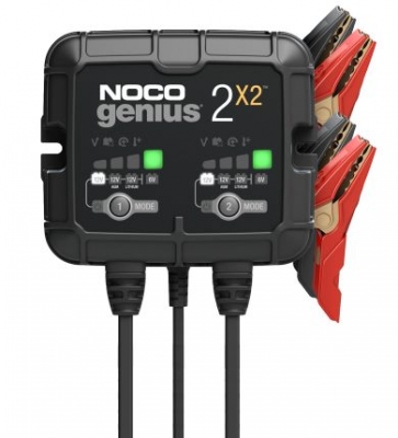 12V Noco laddare Dual 2 x 2A 4-40Ah (AGM, EFB, SMF, Li-ion)