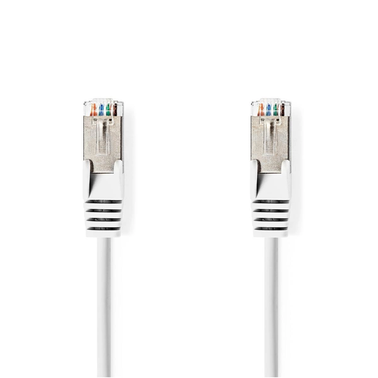 Cat 6a kabel | SF/UTP | RJ45 hane | RJ45 hane | 7.50 m | Rund | PVC | Vit | Tag