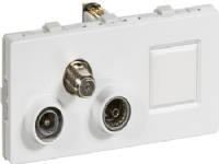 LAURITZ KNUDSEN TV ,Radio,RJ45 og Data slutdåse, 2 modul 4 stik TD372FUGA®Farve: vit