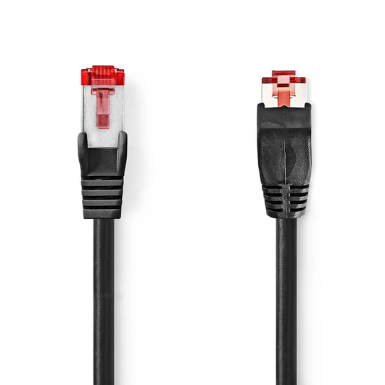 Cat 6 kabel | RJ45 hane | RJ45 hane | SF/UTP | 3.00 m | Rund | LSZH / PVC | Svart | Plastpåse