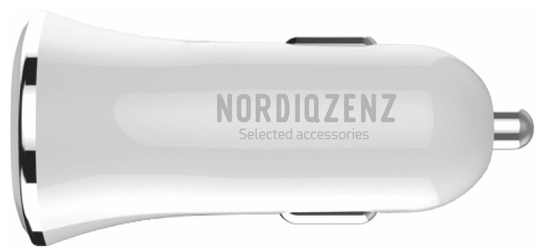 NORDIQZENZ Billaddare 2,4A, 2xUSB, Vit