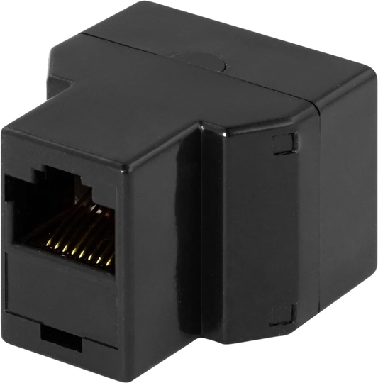 DELTACO Trevägskoppling 8P/8C RJ45, svart