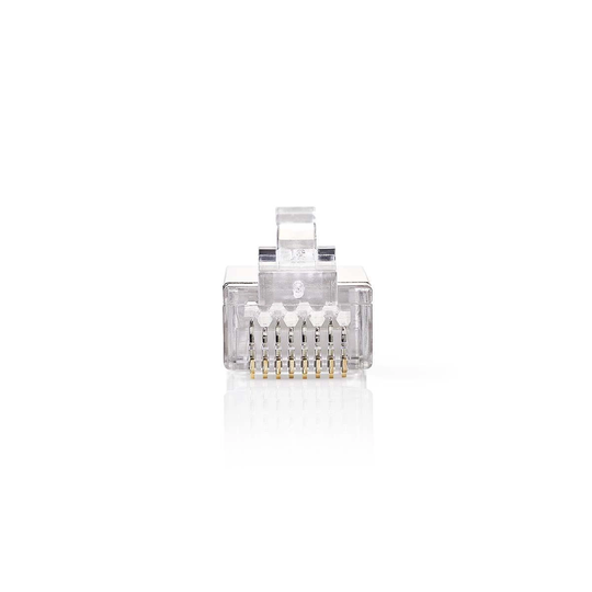 RJ45-kontakt | Hane | Solid U/FTP CAT5 | Rak | Guldplaterad | 10 st. | PVC | Transparent | Plastpåse