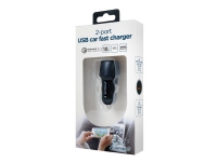 Gembird - Strömadapter för bil - 18 Watt - 3 A - PD, QC 3.0 - 2 utdatakontakter (USB, 24 pin USB-C) - svart