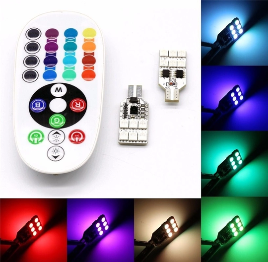 2-pack LED dekorationsljus, T10, RGB