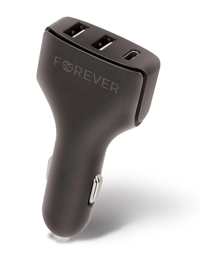 Forever CC-05 - Billaddare med 2xUSB & 1xUSB-C