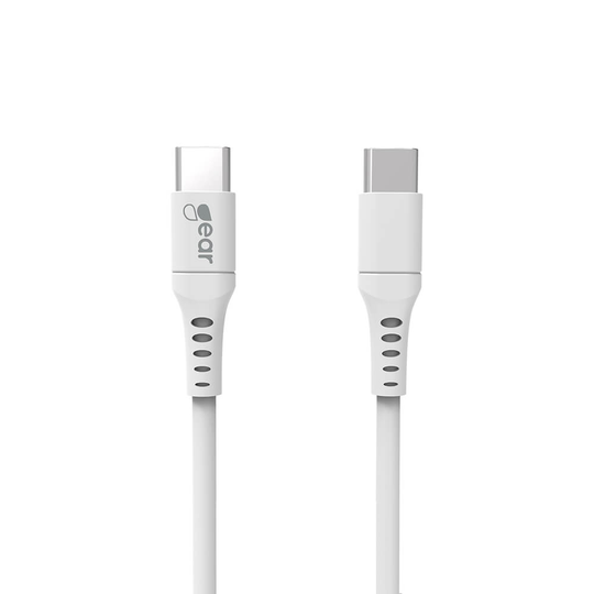 GEAR Laddkabel USB-C till USB-C 2.0 2m Vit Rund Kabel