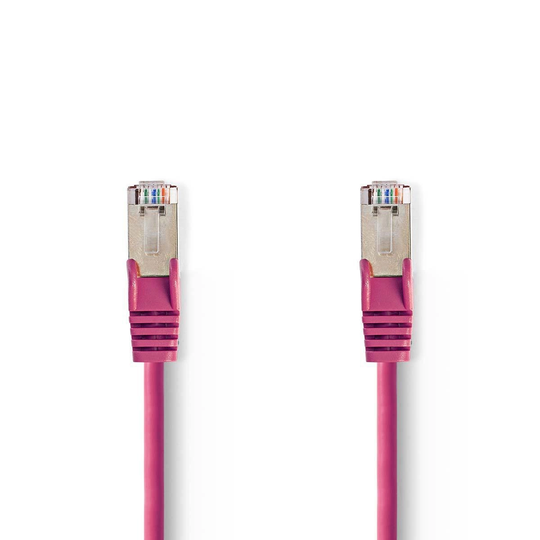 Cat 5e kabel | SF/UTP | RJ45 hane | RJ45 hane | 20.0 m | Rund | PVC | Rosa | Plastpåse