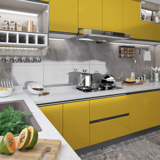 vidaXL Dekorplast guld högglans 500x90 cm PVC