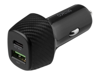 DELTACO USBC-CAR120 - Strömadapter för bil - 36 Watt - 3 A - PD - 2 utdatakontakter (USB, USB-C) - svart