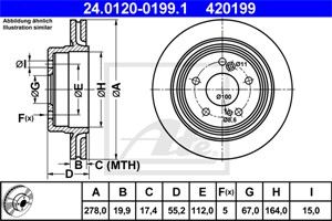 Bromsskiva, Bakaxel, mercedes-benz 124 sedan [w124], 124 t-model [s124], e-klass [w124], e-klass t-model [s124], 124 423 06 12, 124 423