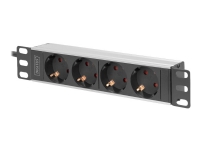 DIGITUS - Effektband (kan monteras i rack) - AC 250 V - 4000 Watt - ingång: CEE 7/4 - utgångskontakter: 4 (4 x ström) - 1U - 10 - 2 m sladd
