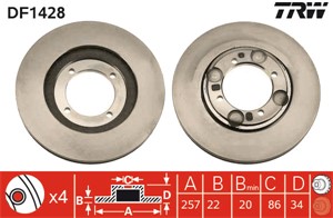 Bromsskiva, Framaxel, hyundai coupe i, lantra i, lantra ii, lantra kombi ii, 51712-28300
