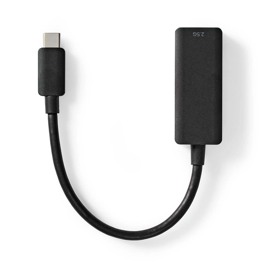 USB-nätverkskort | USB 3.2 Gen 1 | 2.5 Gbps | USB-C Hane | RJ45 Hona | 0.2 m | Rund | Guldplaterad | Förtent Koppar | Svart | Pl