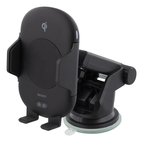 DELTACO Trådlös snabbladdare med IR sensor, 10W, sugkopp, ventilfäste,
