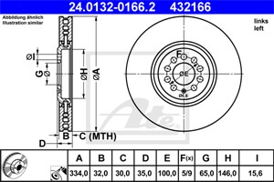 Bromsskiva, framaxel vänster, audi tt, tt roadster, vw golf iv, 1J0 615 301 AA, 8N0 615 301 B